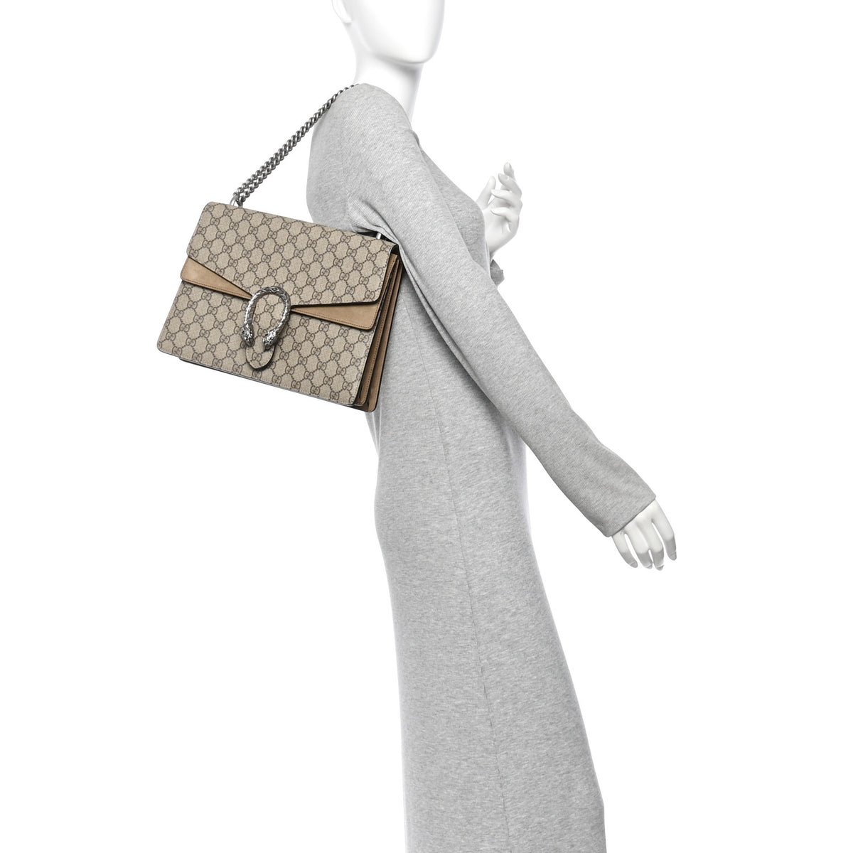 GG Supreme Monogram Medium Dionysus Shoulder Bag Taupe