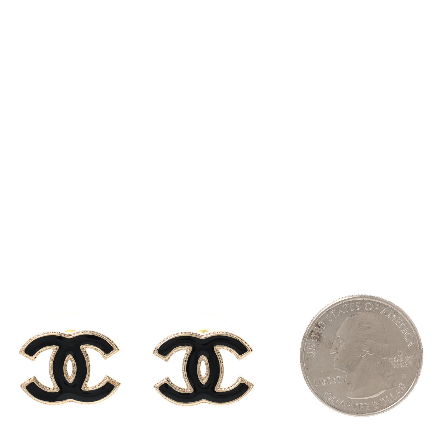 Chanel Metal Enamel CC Earrings Black Gold 2 of 5