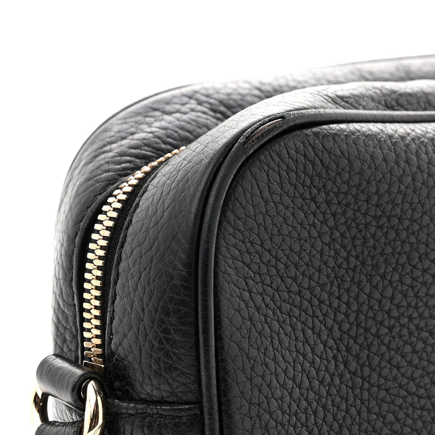 Pebbled Calfskin Small Soho Disco Bag Black