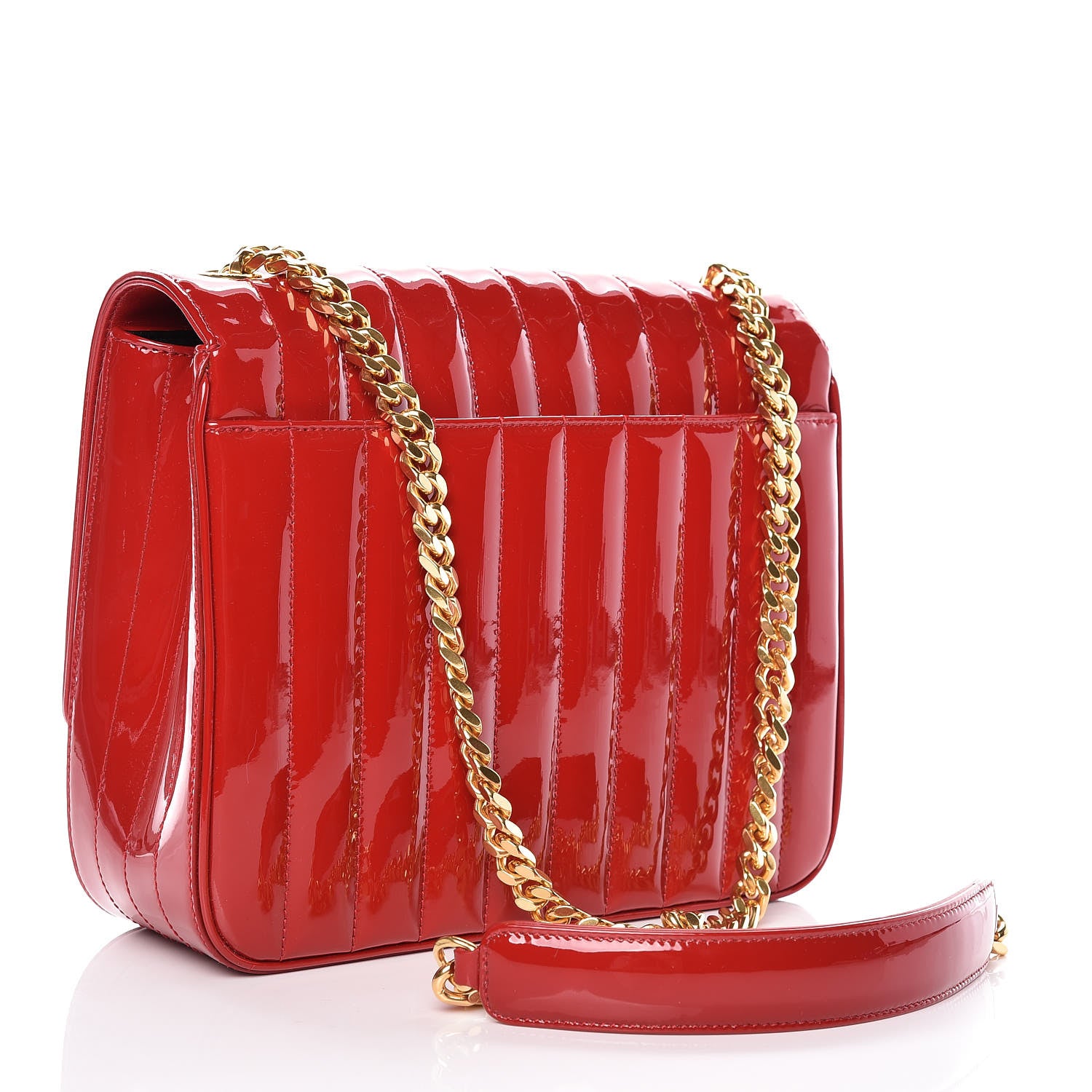 Saint Laurent Patent Matelasse Monogram Large Vicky Chain Bag Rouge Eros 3 of 13
