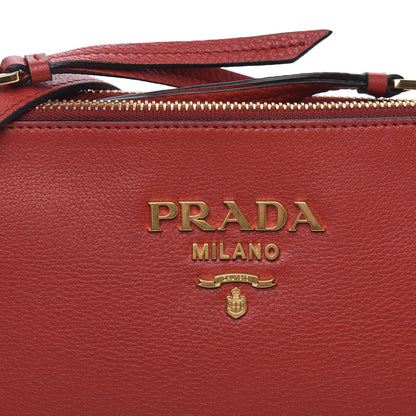 Prada Vitello Phenix Double Zip Crossbody Bag Scarlatto 10 of 10