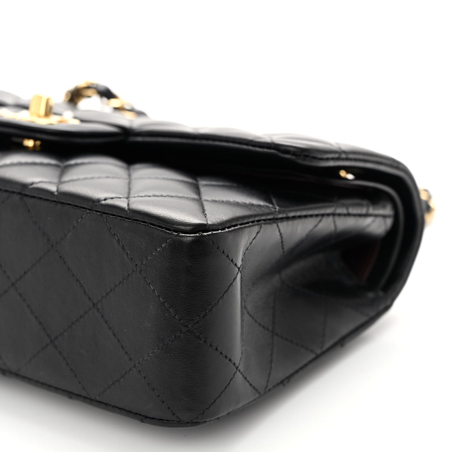 Lambskin Quilted Small Double Flap Black