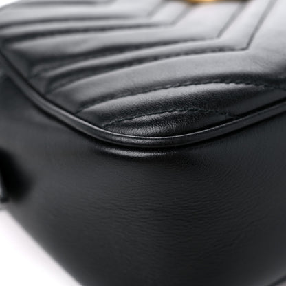 Gucci Calfskin Matelasse Small GG Marmont Chain Shoulder Bag Black 8 of 15