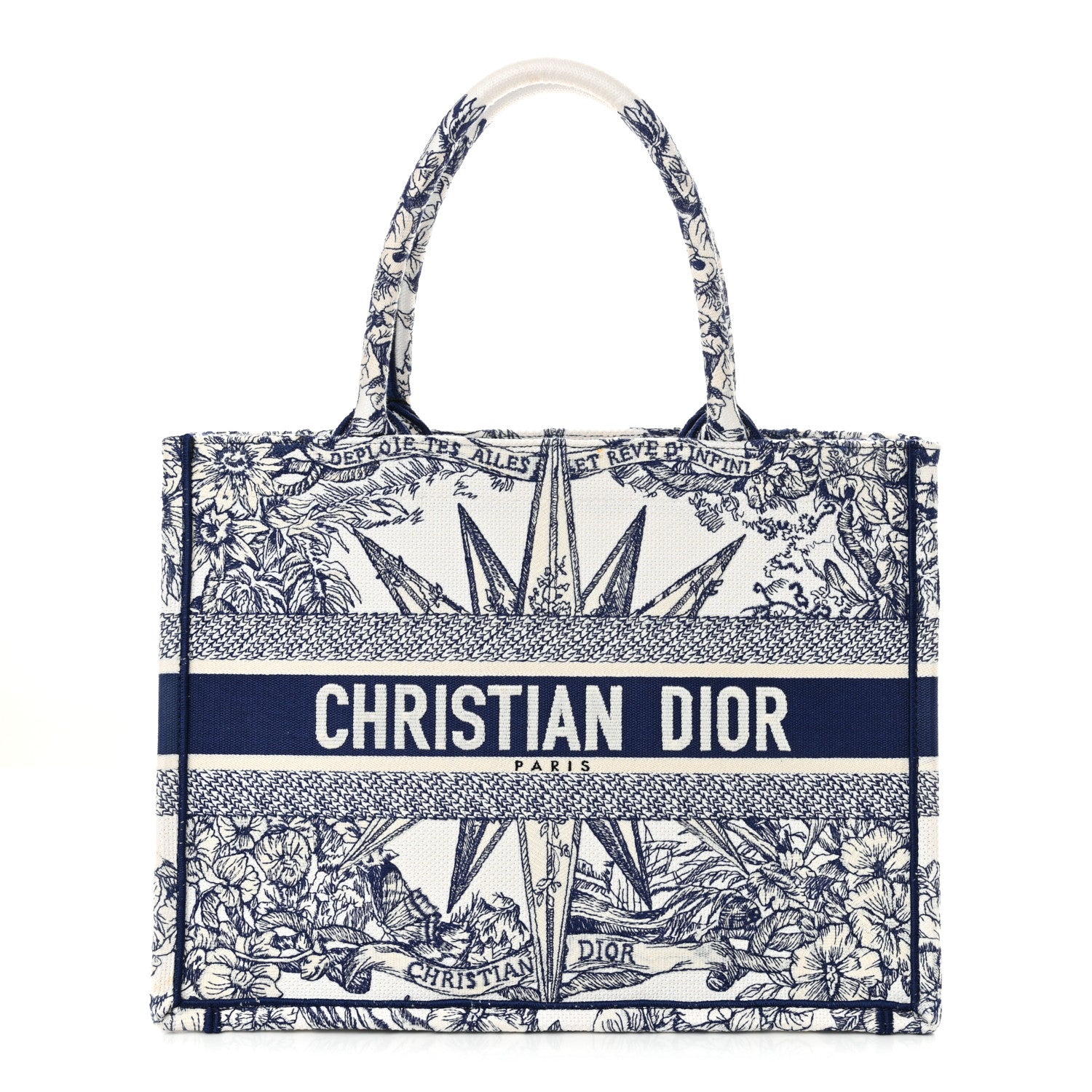 Christian Dior Canvas Embroidered Medium Reve d'Infini Book Tote Blue 1 of 12