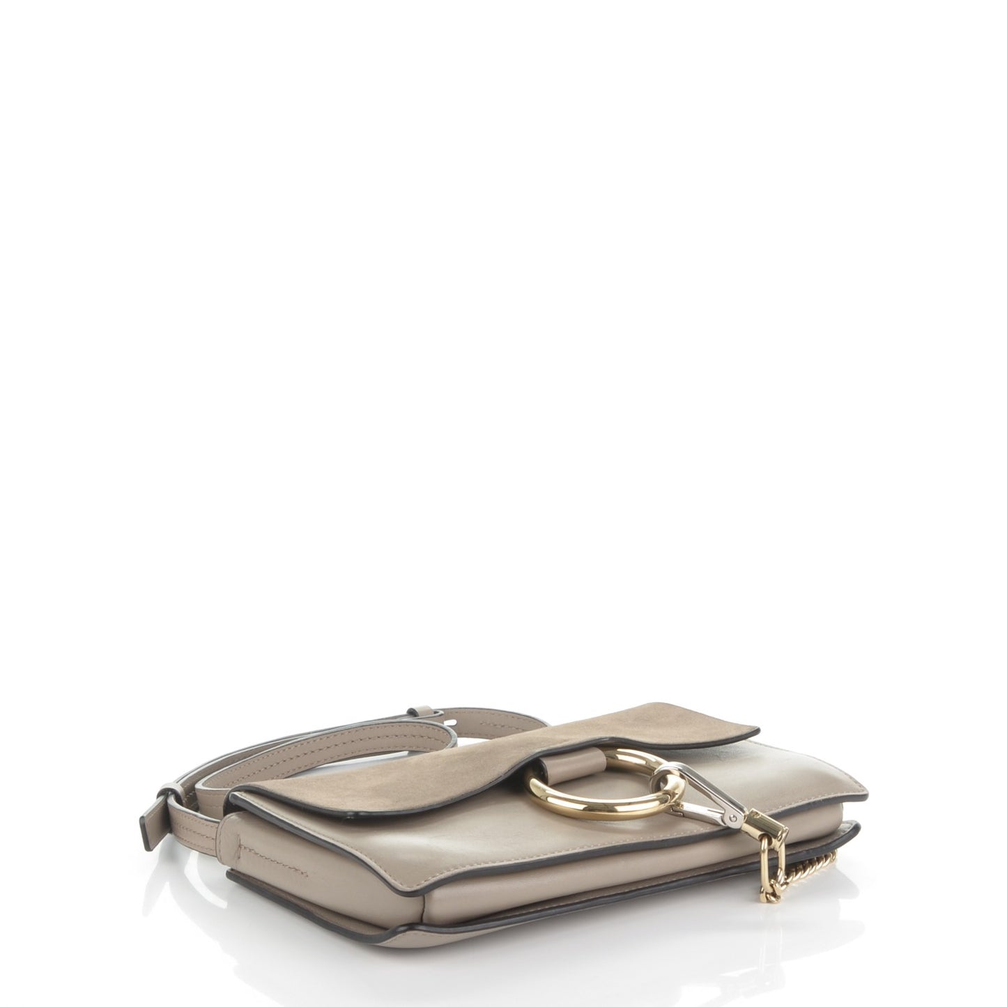 Suede Calfskin Small Faye Shoulder Bag Motty Grey