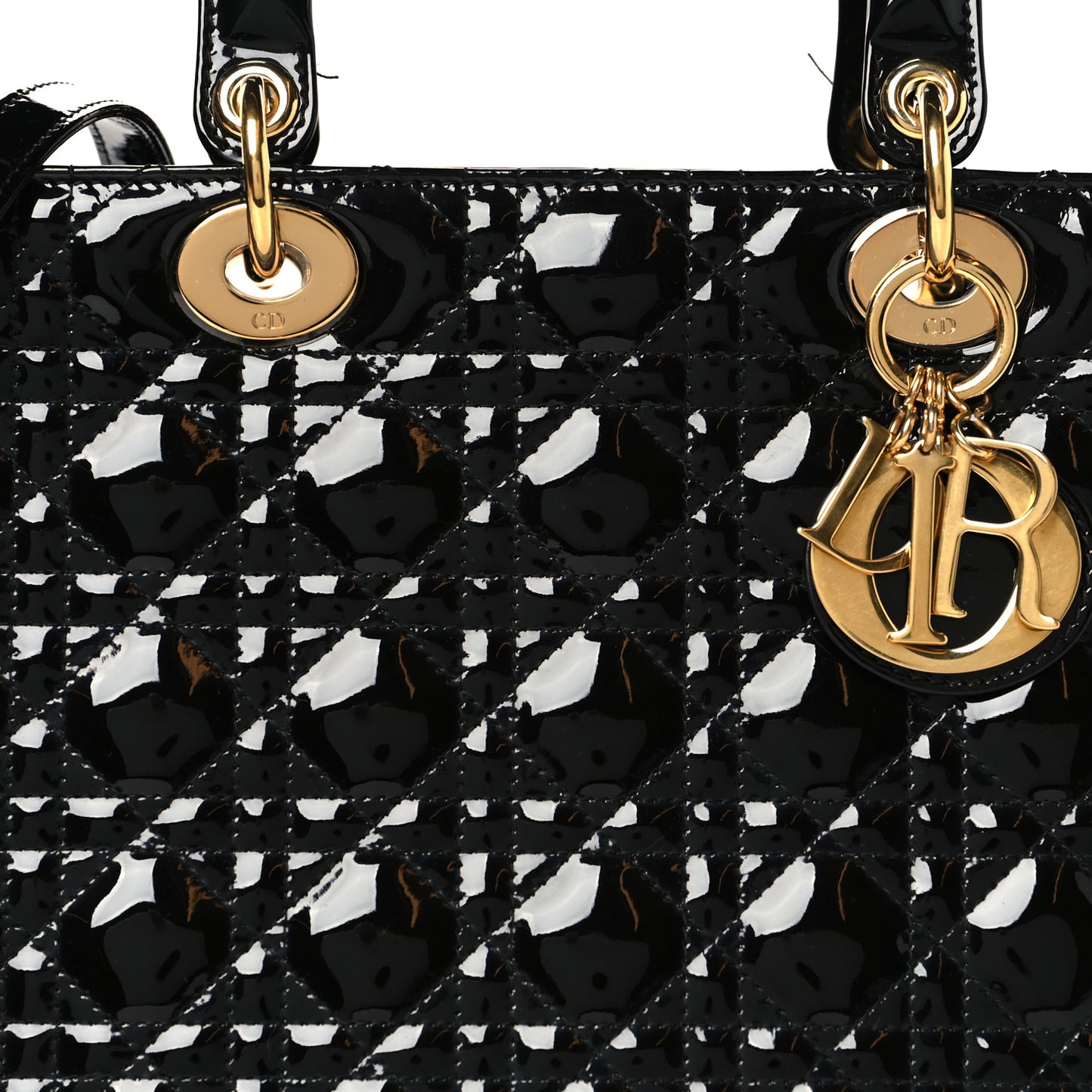 Patent Cannage Large Lady Dior Black
