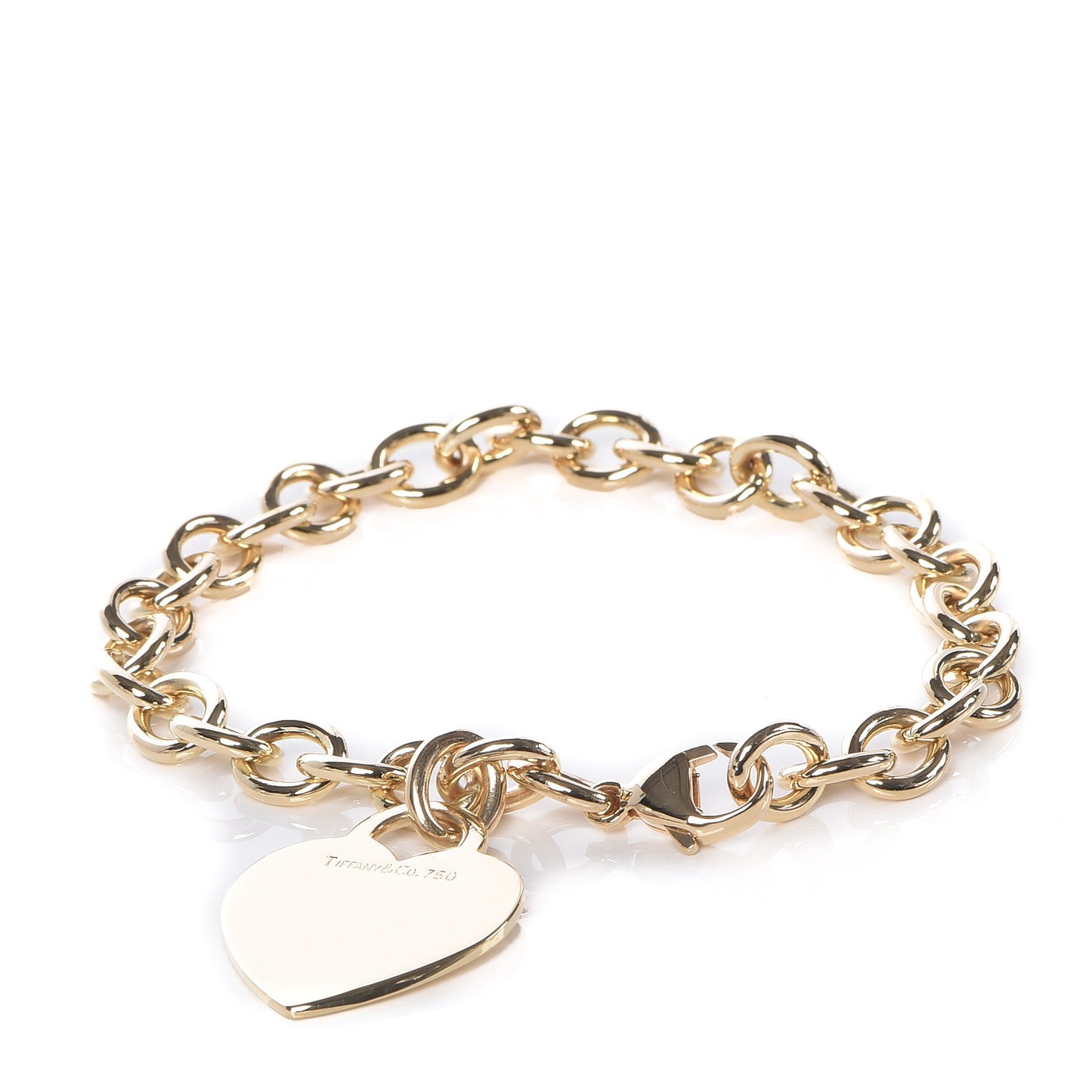 18K Yellow Gold Heart Tag Charm Bracelet