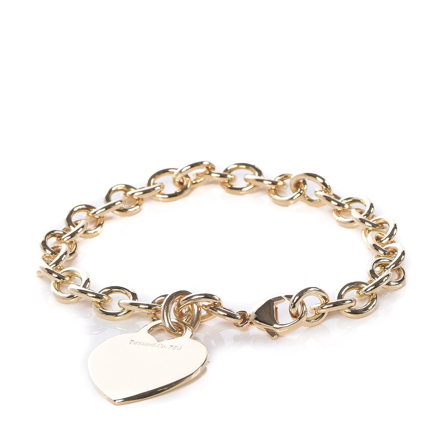 Tiffany 18K Yellow Gold Heart Tag Charm Bracelet 1 of 7