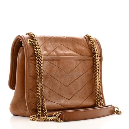 Saint Laurent Crinkled Calfskin Matelasse Monogram Baby Niki Chain Satchel Light Caramel 3 of 13