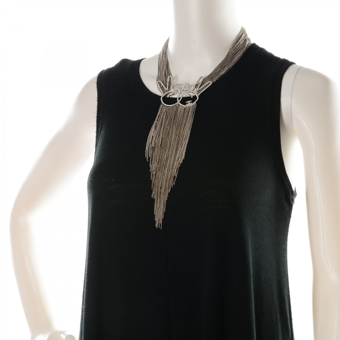Crystal Emoji Peace CC Multi Strand Chain Necklace Silver