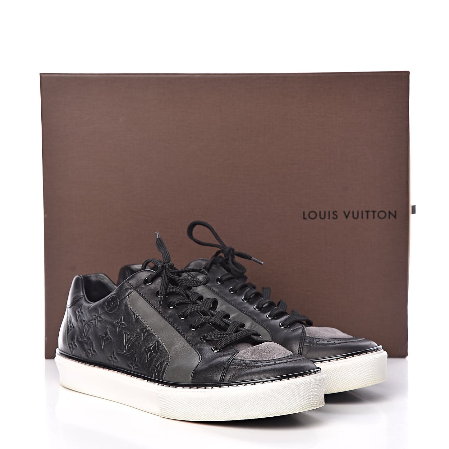 Calfskin Embossed Monogram Street Sneakers 8 Black