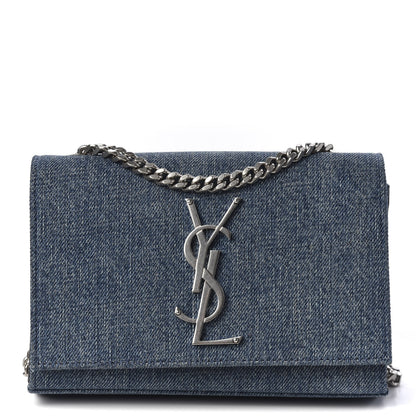 Saint Laurent Denim Small Classic Monogram Kate Satchel Blue 1 of 9