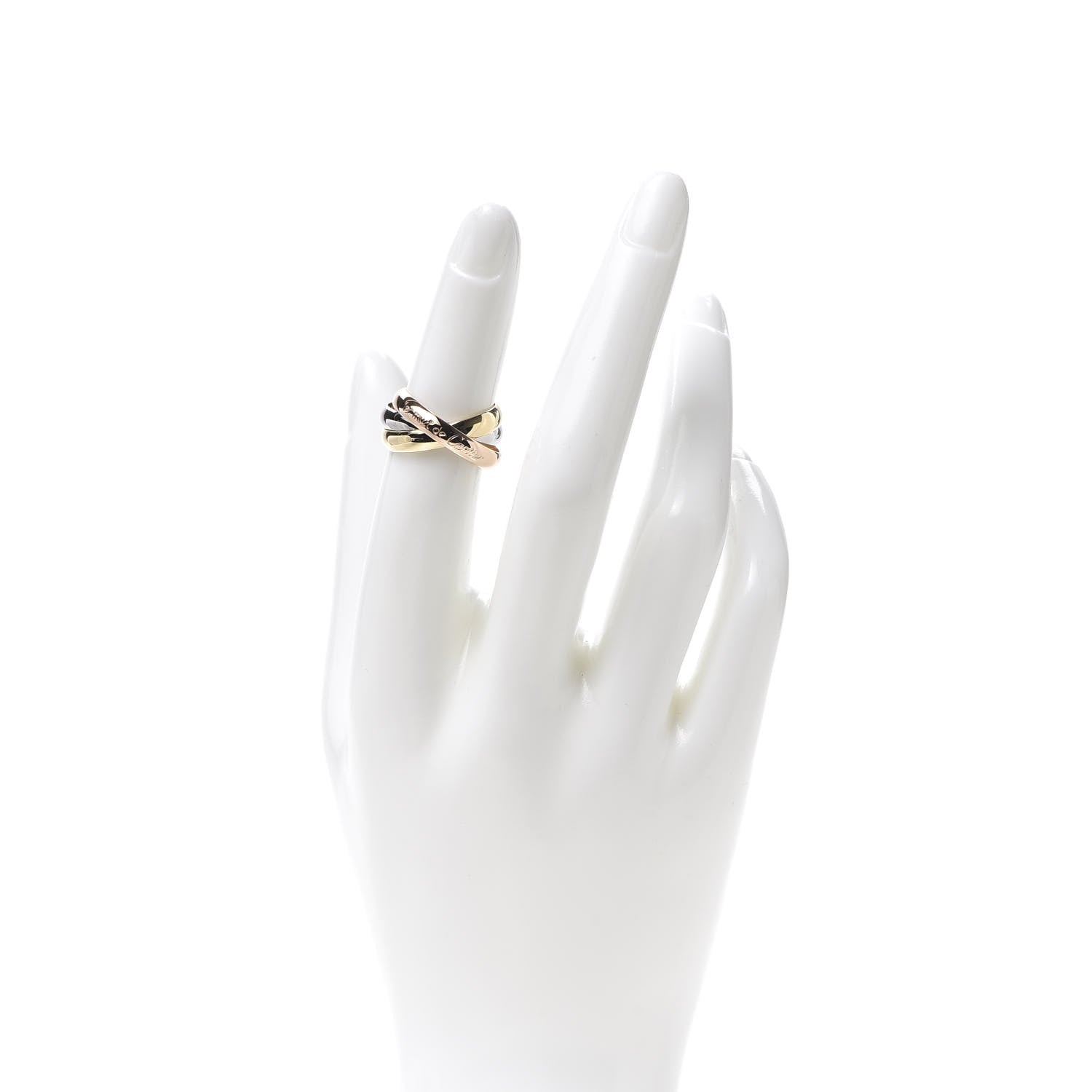 Cartier 18K Pink Yellow White Gold Classic Les Must De Trinity Ring 51 5.75 2 of 5