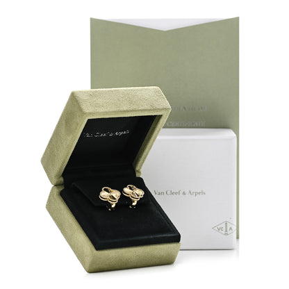 Van Cleef & Arpels 18K Yellow Gold Guilloche Vintage Alhambra Earrings 6 of 6