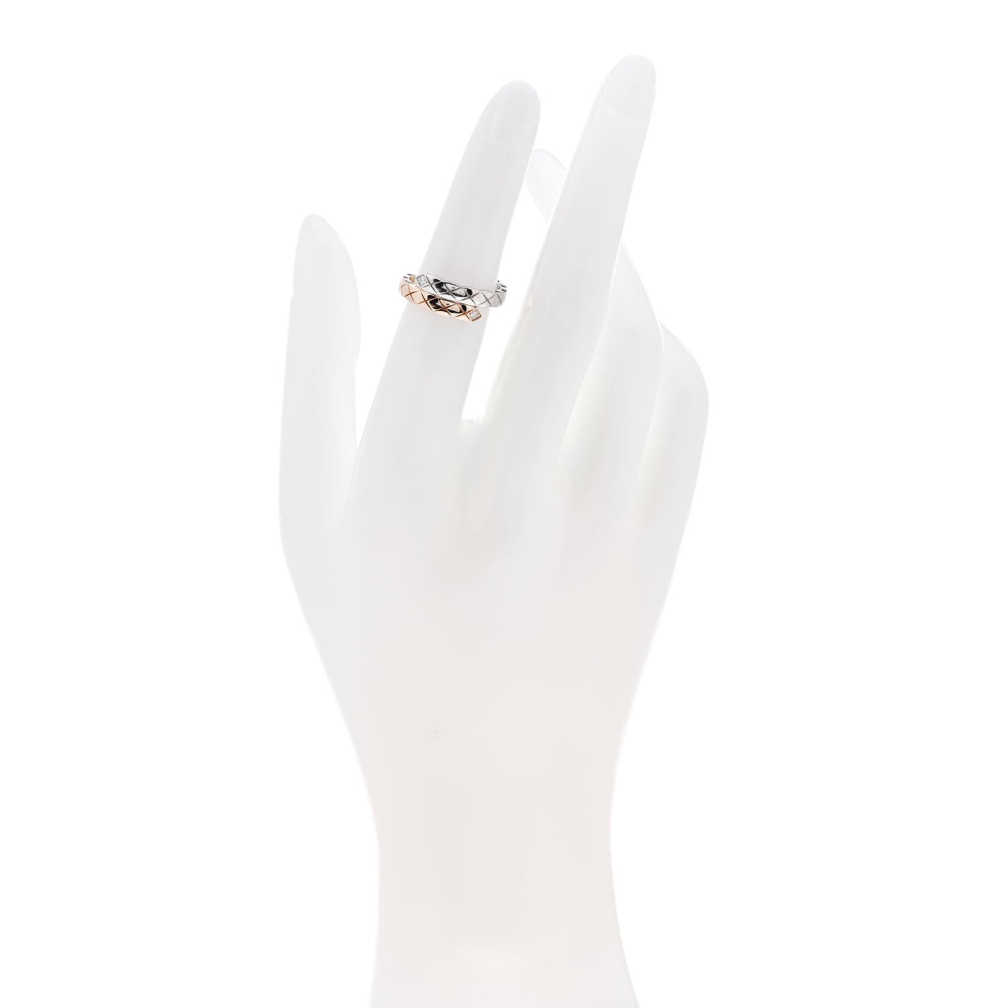 18K White Beige Gold Diamond Coco Crush Toi et Moi Ring 50 5.25