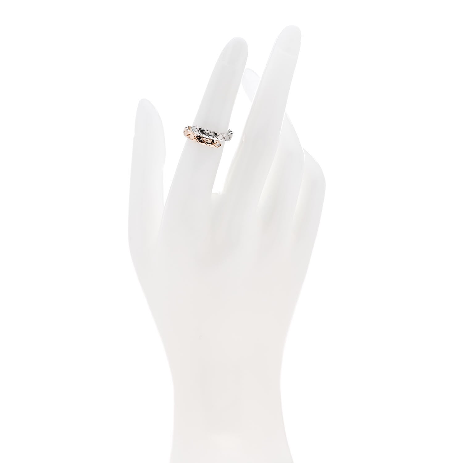 Chanel 18K White Beige Gold Diamond Coco Crush Toi et Moi Ring 50 5.25 2 of 5