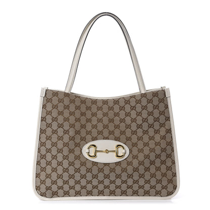 Gucci Monogram New Sakai Calfskin Lux Horsebit 1955 Tote Beige Ebony Mystic White 1 of 9