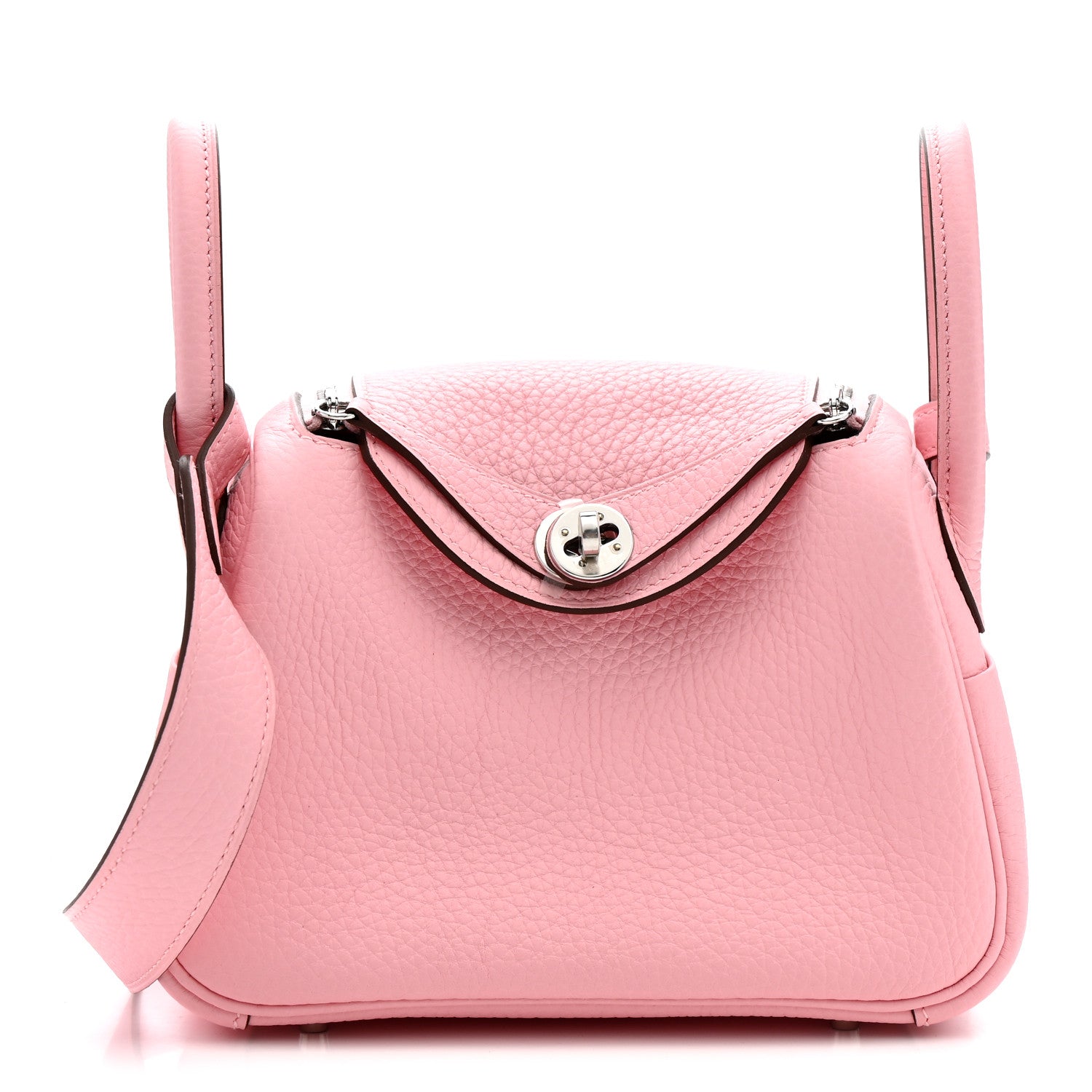 Hermes Taurillon Clemence Verso Mini Lindy 20 Rose Sakura Gris Perle 1 of 10