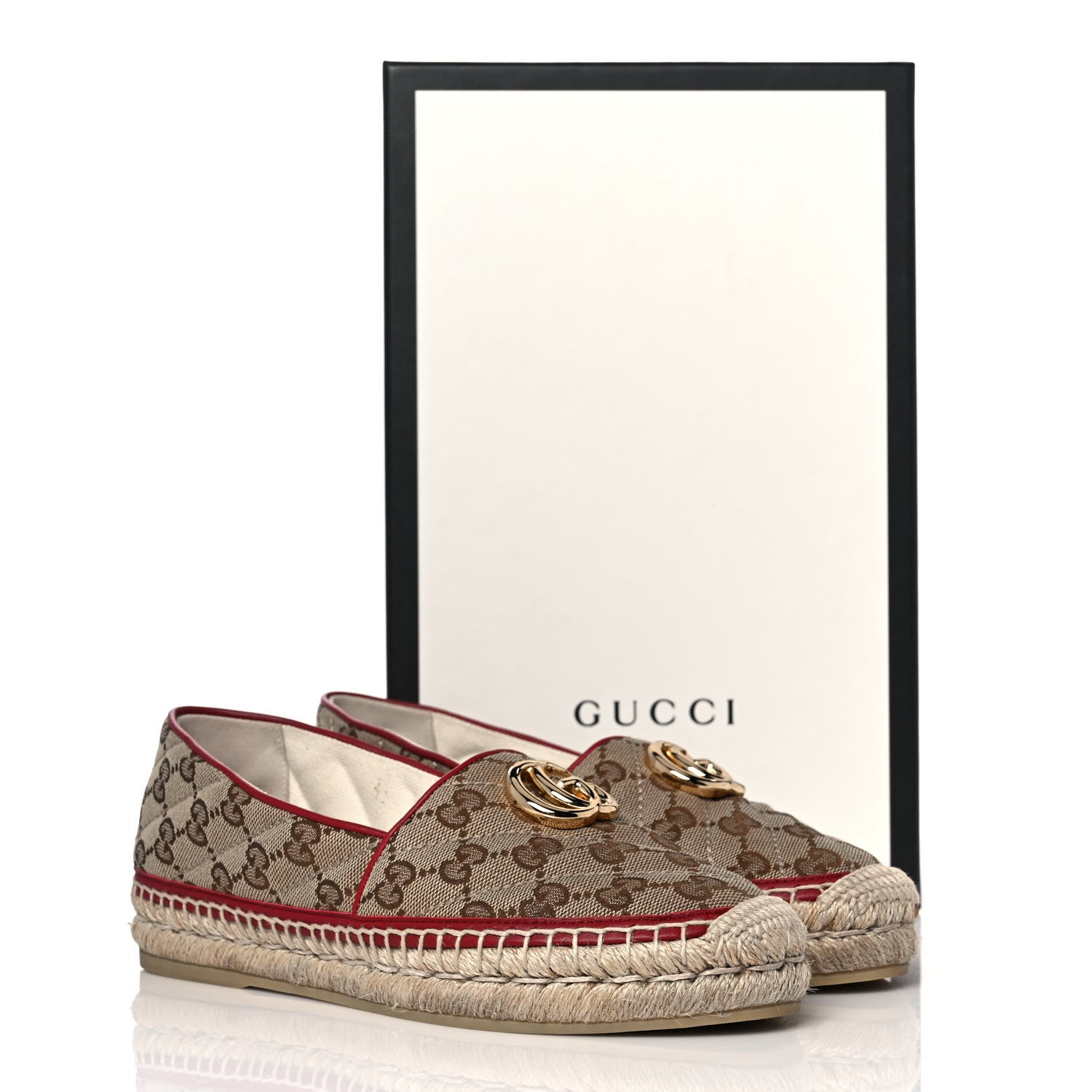 Gucci Monogram Matelasse Diagonal GG Marmont Espadrilles 36 Beige New Cherry Red 9 of 9