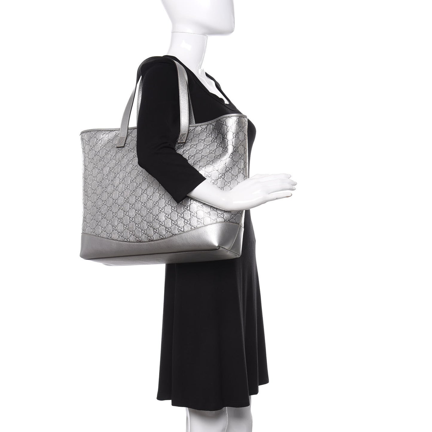 Guccissima Large Tote Silver