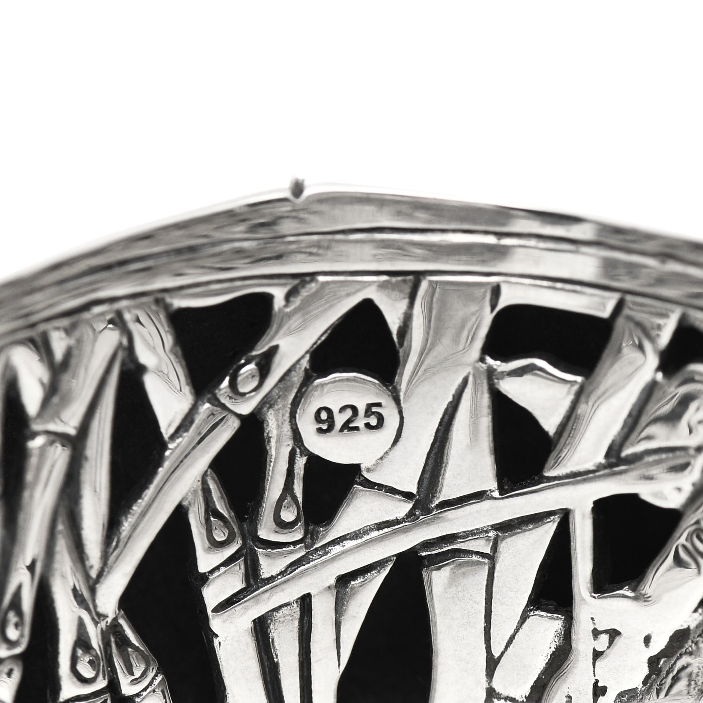 Sterling Silver Wide Bamboo Kick Cuff Bracelet