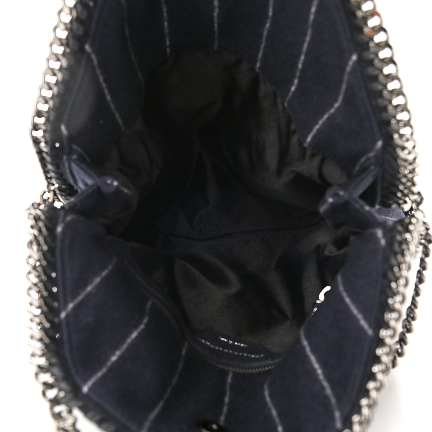 Wool Stripe Falabella Fold Over Tote Navy