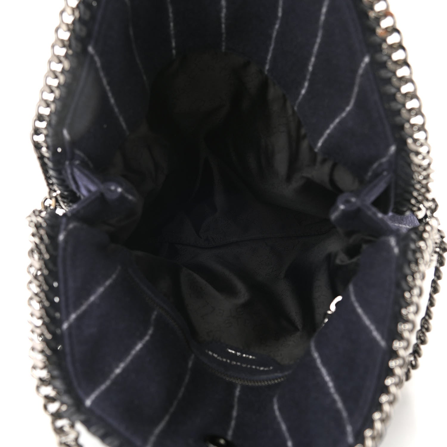 Stella McCartney Wool Stripe Falabella Fold Over Tote Navy 4 of 8