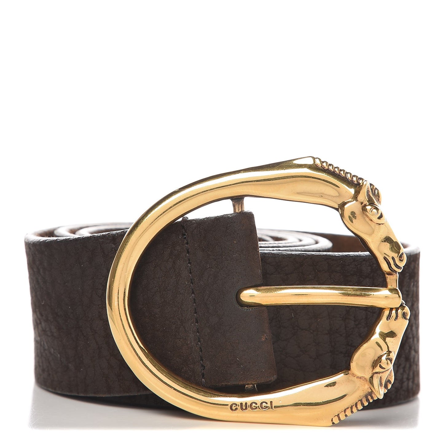 Calfskin Horsehead Buckle Belt 85 34 Brown
