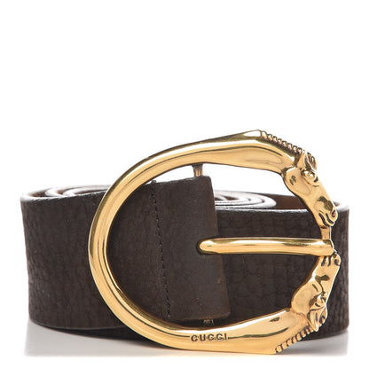 Gucci Calfskin Horsehead Buckle Belt 85 34 Brown 1 of 6