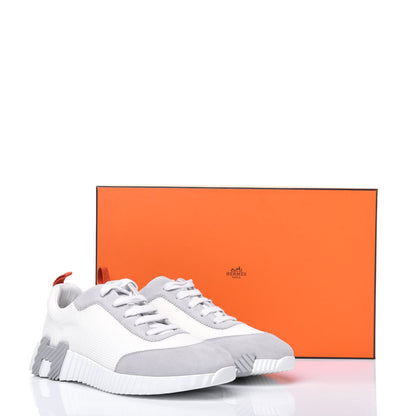 Hermes Technical Canvas Suede Goatskin Bouncing Sneakers 38 White Multicolor 8 of 8
