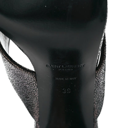 Saint Laurent Metallic Supercrack Calfskin LouLou 95 Mule Sandals 39 Nero Gun Metal 7 of 10