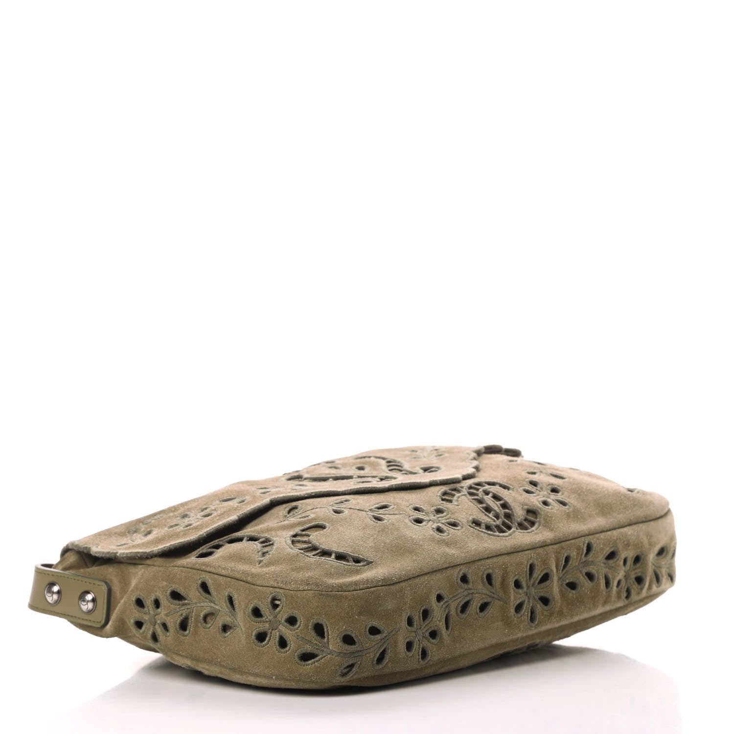 Chanel Suede Embroidered Flap Khaki 4 of 11