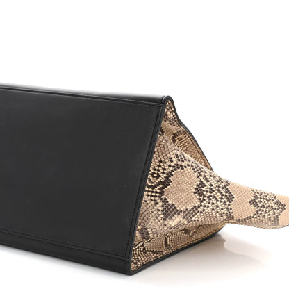 Celine Snakeskin Calfskin Medium Trapeze Black Red 9 of 10