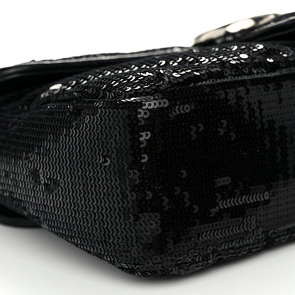 Gucci Sequin Matelasse Small GG Marmont Shoulder Bag Black 9 of 10