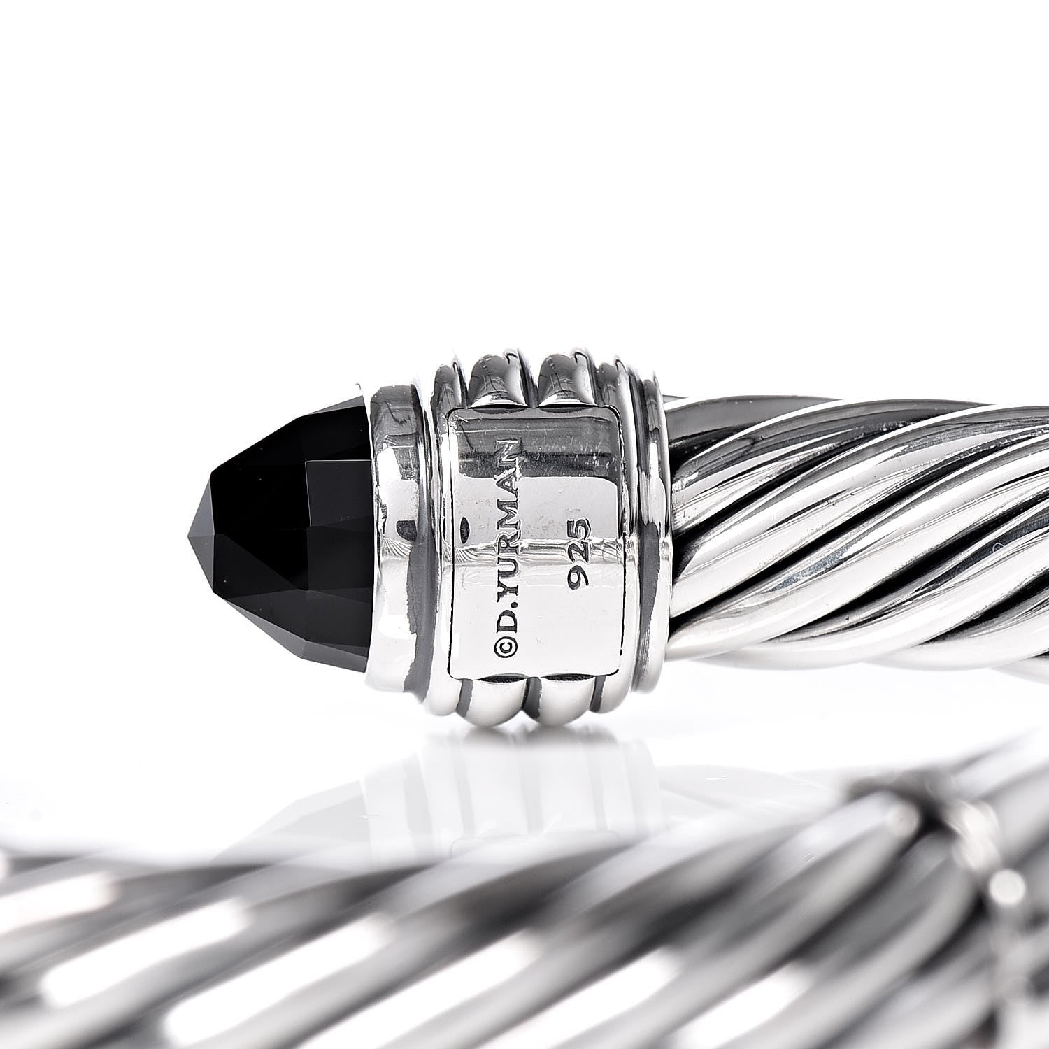 David Yurman Sterling Silver Black Onyx 10mm Cable Classics Hinged Bracelet 4 of 4