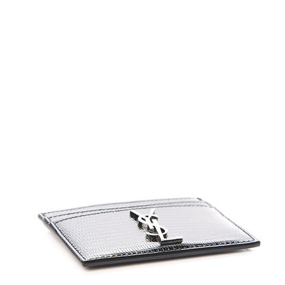 Saint Laurent Patent Tejus Lizard Calfskin Embossed Card Case Black 3 of 7