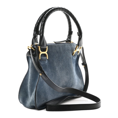 Chloe Suede Calfskin Braided Medium Marcie Double Carry Deep Denim 3 of 9