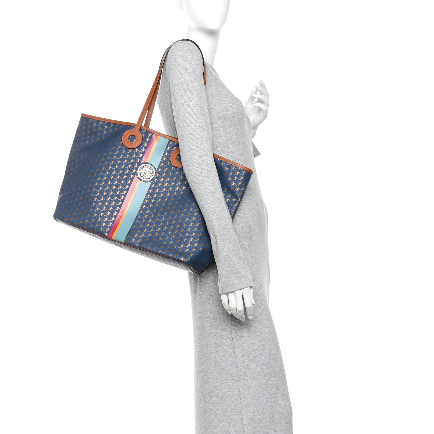 Canvas 1920 Calfskin Oh! Tote Ruban GM Indigo Bronze Cognac