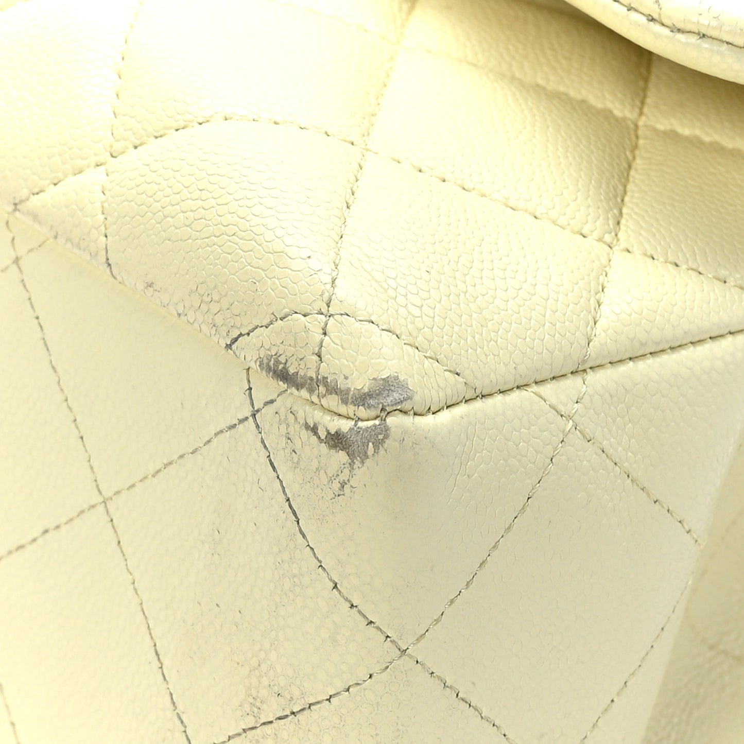 Caviar Quilted Jumbo Double Flap Light Yellow