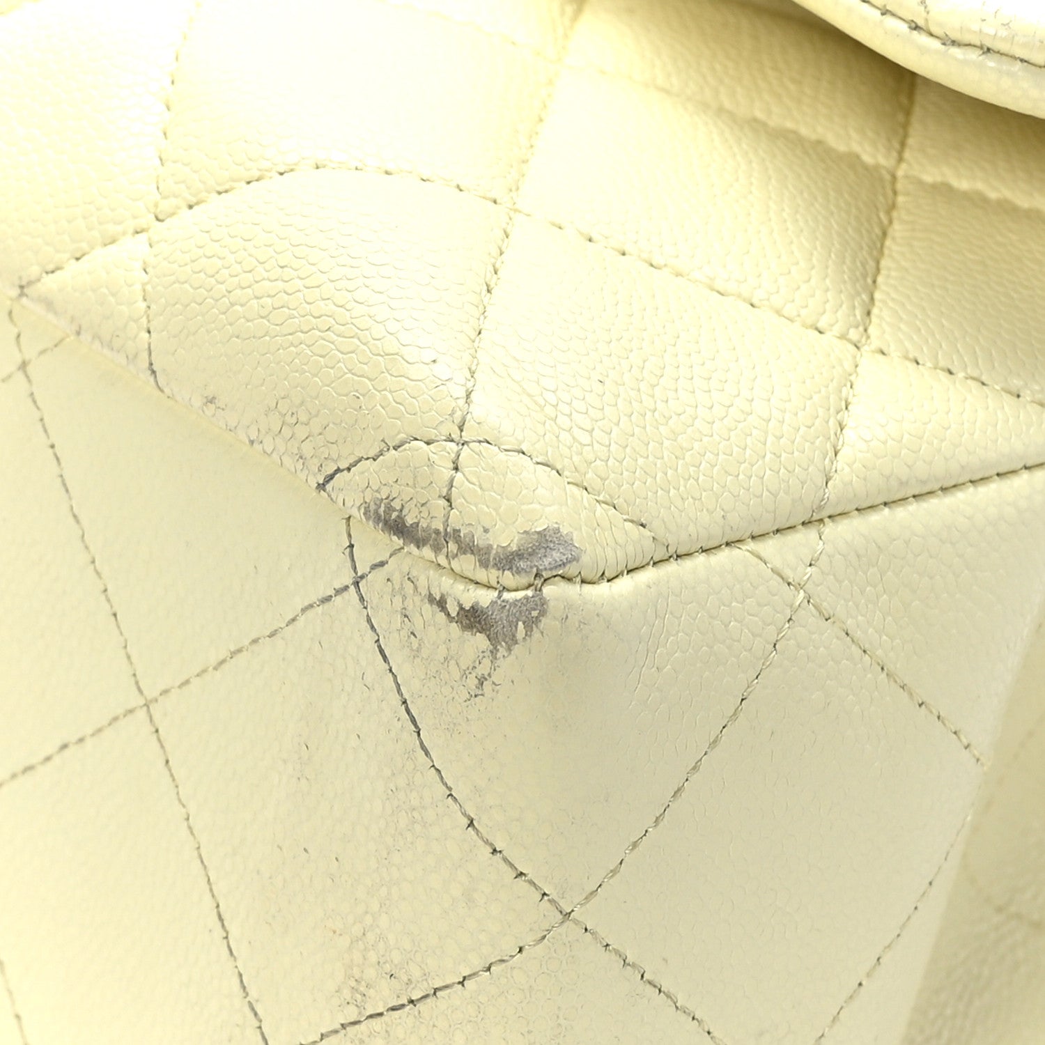Chanel Caviar Quilted Jumbo Double Flap Light Yellow 9 of 15