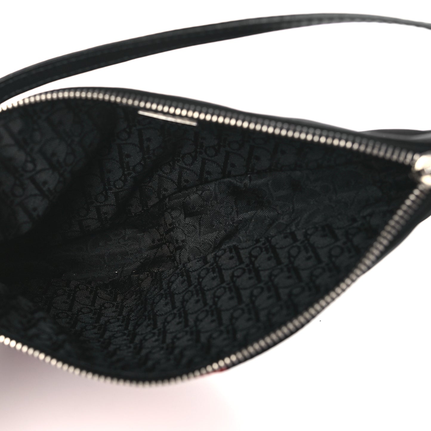 Canvas Stitched Flower Sequins Mini Saddle Pochette Black Red