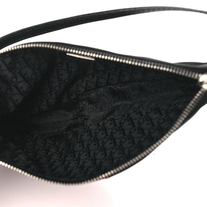 Christian Dior Canvas Stitched Flower Sequins Mini Saddle Pochette Black Red 5 of 11