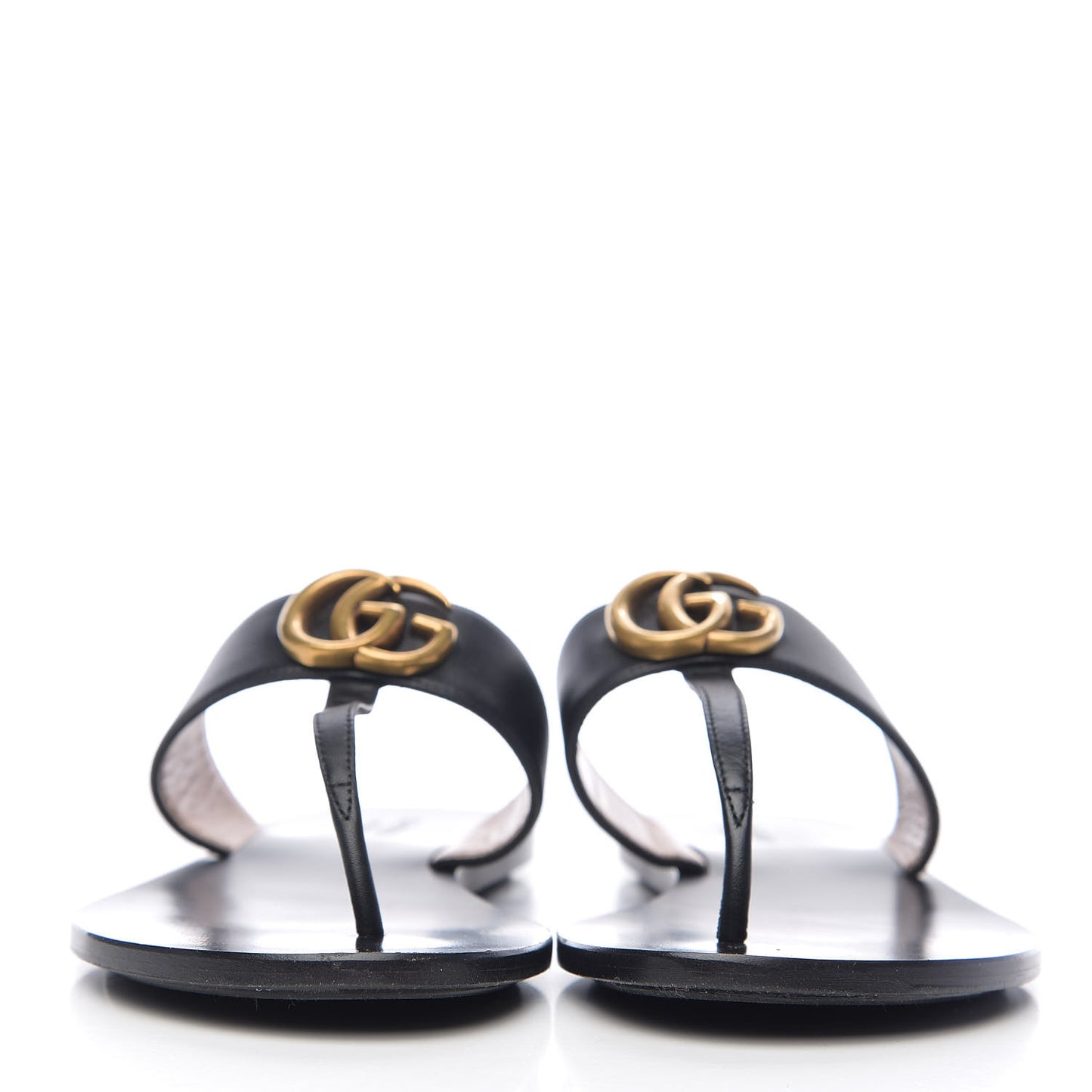 Calfskin GG Marmont Thong Sandals 38 Black