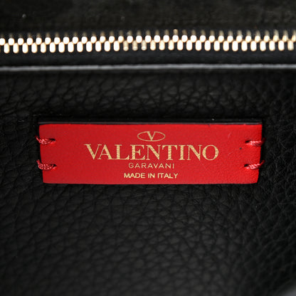 Valentino Garavani Grained Calfskin Rockstud Saddle Bag Black 6 of 16