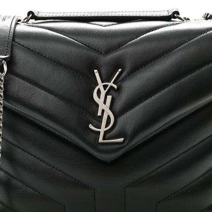 Saint Laurent Calfskin Y Quilted Monogram Small Loulou Chain Satchel Black 9 of 12