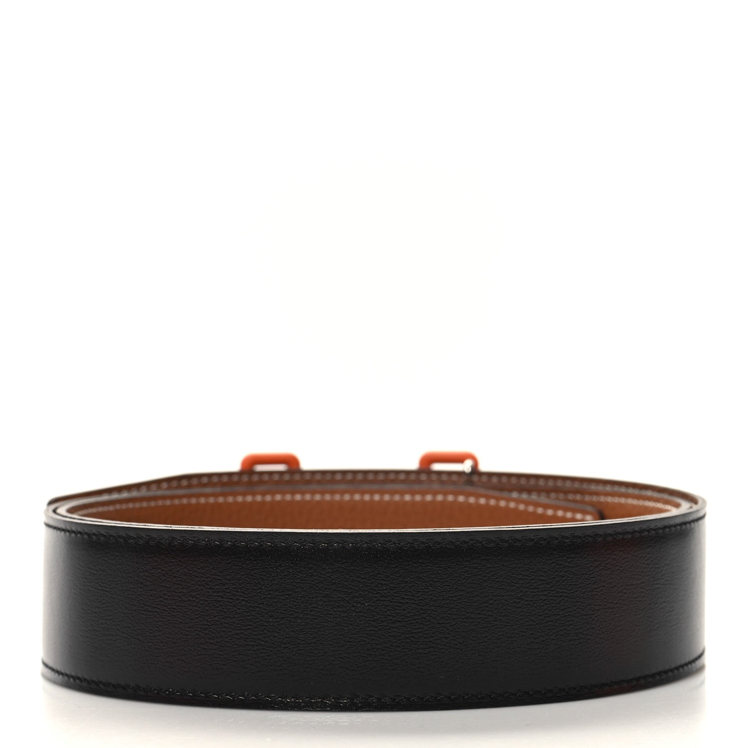 Hermes Box Togo Rubber 38mm Tonight Reversible Belt 95 Black Gold Gomme Orange 2 of 6