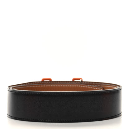 Hermes Box Togo Rubber 38mm Tonight Reversible Belt 95 Black Gold Gomme Orange 2 of 6