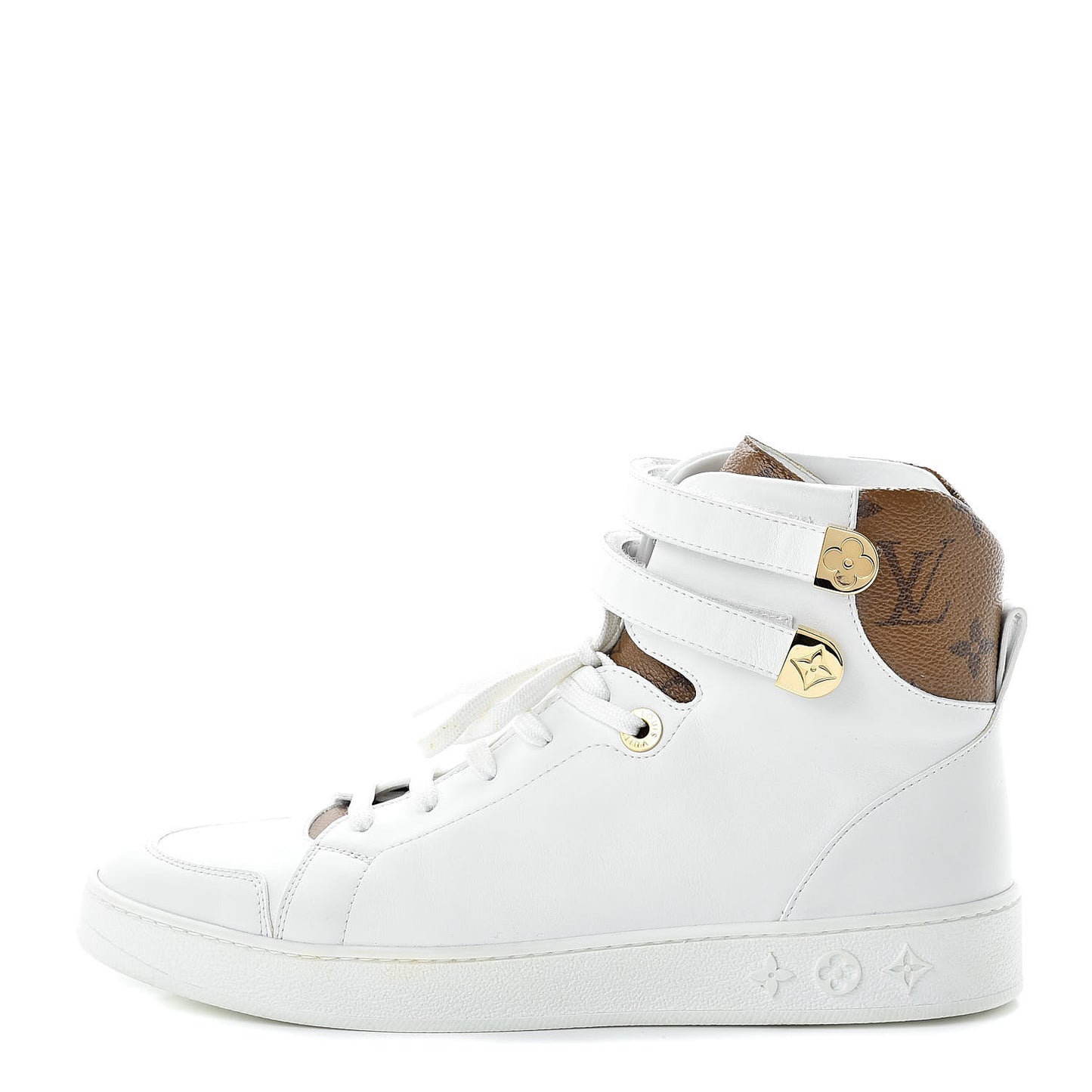 Calfskin Reverse Monogram Boombox High Top Sneakers 38.5 White