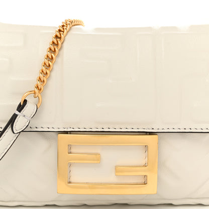 Fendi Nappa FF 1974 Embossed Mini Baguette White 10 of 16