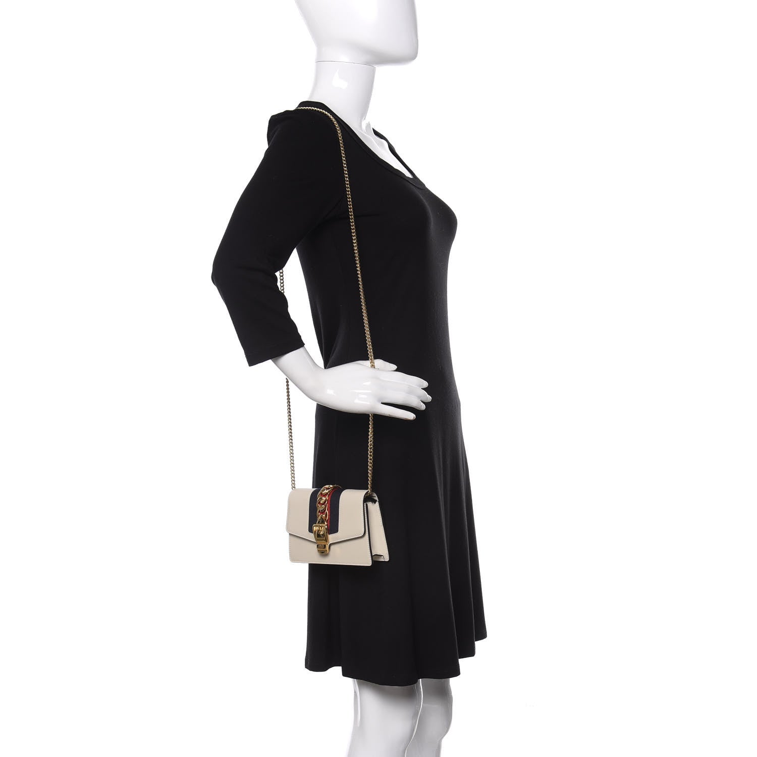 Gucci Calfskin Super Mini Sylvie Chain Shoulder Bag White 2 of 10